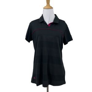 Adidas Golf Shirt Womens M Medium Black PureMotion Stretch Performance Polo